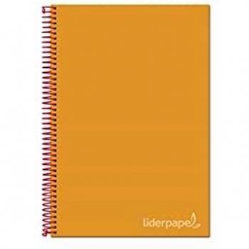 Cuaderno espiral liderpapel a4 micro jolly tapa forrada 140h 75 gr cuadro 5mm 5 bandas4 taladros color naranja