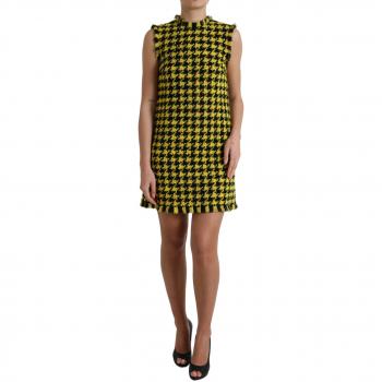 Dolce & Gabbana Yellow Houndstooth Sleeveless Aline Mini Dress - IT40|S, Short Dresses, female, Multicolor, Size: XS