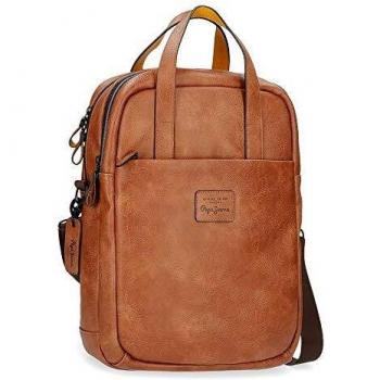 Pepe Jeans Vegan, Mochila Portaordenadorcon Bandolera Hombres, Marrón, 32x42x12 cms