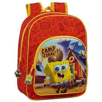 Safta 612083185 Mochila Escolar Infantil de Bob Esponja adaptable a carro, Naranja/Amarillo, Único