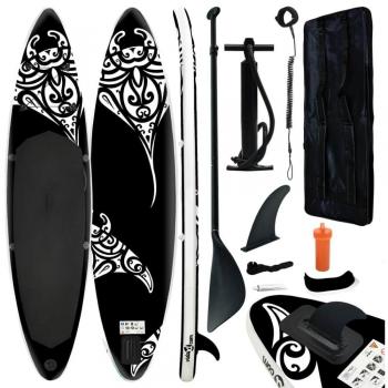 Tabla de Paddle Surf Hinchable Negro 320x76x15 cm