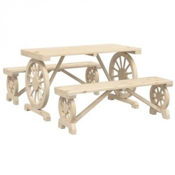 3-Piece Solid Wood Fir Garden Dining Set