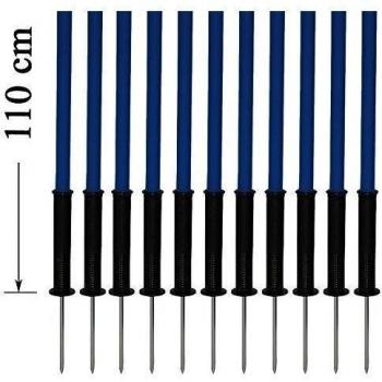 Set de 12x picas de slalom con punta de metal, 110 cm, azul - con bolsa de transporte