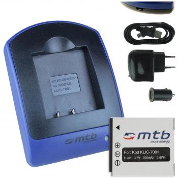Baterìa + Cargador (USB/Coche/Corriente) para Kodak Klic-7001, Easyshare M320. / BenQ DC E1050 E1220 / Praktica Luxmedia 10-TS. Ver Lista