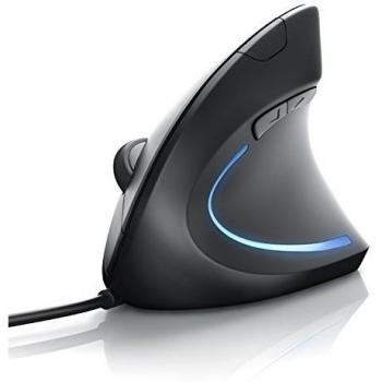 CSL - Ratón óptico TM137U - Forma Vertical - Diseño ergonómico - Prevención de Codo de tenista - Enfermedad del ratón - Protege Especialmente el Brazo - 5 Botones