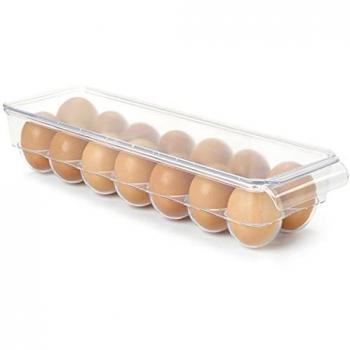 Huevera Transparente Rectangular, Organizador de Huevos para Nevera, Capacidad para 14 Huevos, Dimensiones 37 x 11,5 x 8 cm