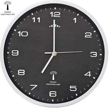 vidaXL Reloj Pared Radiocontrol Movimiento de Cuarzo 31 cm Negro Decoración