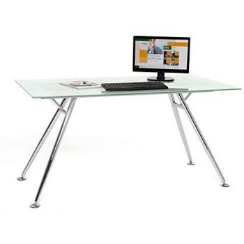 Escritorio de Oficina con Superficie de Vidrio Blanco 150x80x76 cm