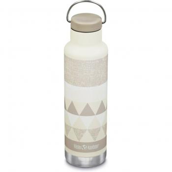 Klean Kanteen - Botella térmica Insulated Classic 20oz con tapón Loop Cap, capacidad de 592 ml, color marrón y blanco