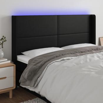 Cabecero LED negro de 203x16x128 cm en cuero sintético