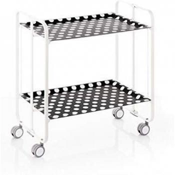 DON HIERRO - Carrito auxiliar con ruedas BAUHAUS armazón metálico color blanco, 2 bandejas.