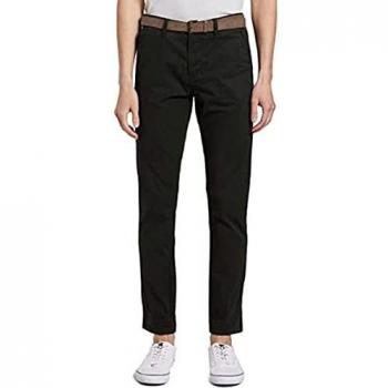 Pantalón Chino Slim Fit Tom Tailor para Hombre - 1008253 - Negro con Cinturón - Talla 29/32