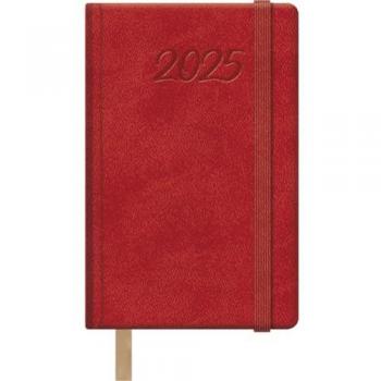 Dohe - Agenda 2025 - Semana Vista, Tamaño Bolsillo (8,5x13 cm), 12 Meses Enero a Diciembre, Tapa Dura de Polipiel, Planificador en Español - SAMBA Rojo