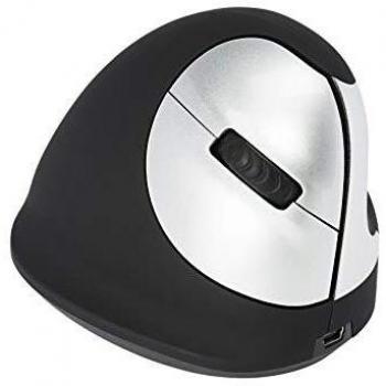 Ratón Ergonómico Inalámbrico HE - Compatible con PC/Ordenador Portátil, 2.4 GHz, USB, Funciona con Baterías, Tamaño Medio (165-195mm), Diseño para Diestros
