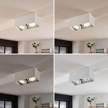 Downlight angular Mabel, 2 luces, blanco, moderno, GU10 de aluminio