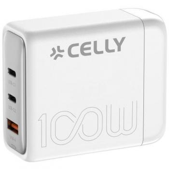 Cargador de pared Celly POWERST 2USBC 1USB 100WGAN WH