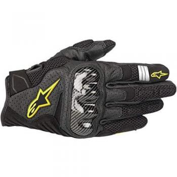 Alpinestars SMX-1 Air V2 Motorcycle Gloves - Black/Fluo Yellow, Carbon Protection, Size XL