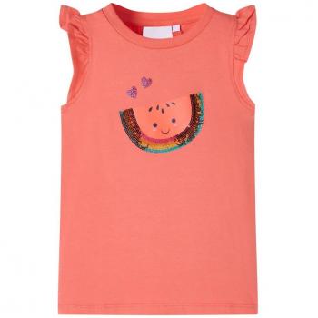 Camiseta infantil de manga volante coral 116