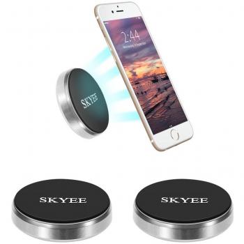 Skyee [2 Unidades Soporte Movil Coche Magnético Pegar en la Salpicadero, Pared, Universal Soporte Teléfono iman con 4 Piezas Placa Metálicas Soporte para Llaves, GPS, Smartphone