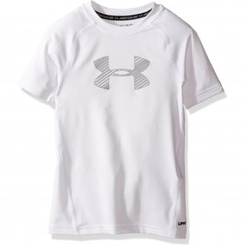 Under Armour Armour SS Camiseta Deporte, Niños, Blanco