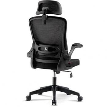 Magic Life Silla de Oficina, Silla ergonómica de Escritorio para computadora, Silla de Malla para el hogar con Respaldo Alto y reposacabezas Ajustable, cómodo Soporte Lumbar, Brazos abatibles, Negro