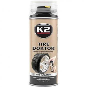 K2 Bombeo y Reparación de Ruedas Tire Doktor | 400 ml |Sellado Rápido | Eficiente | Ideal para Emergencias | No Daña los Neumáticos