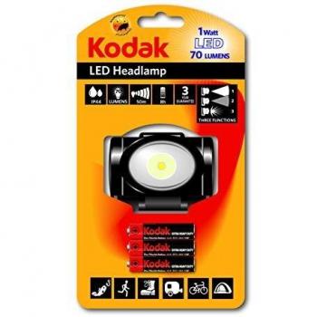 Kodak 30413863 - Linterna frontal 70 LED, plástico y metal, 1 W, color negro