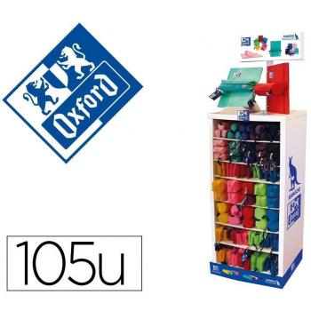 Bolso escolar portatodo oxford expositor de 105 unidades colores surtidos 1200x120x565 mm