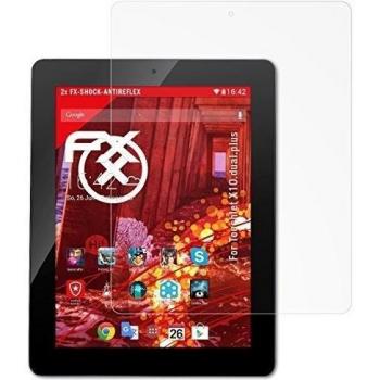 2 x atFoliX Anti-Choque Lámina Protectora de Pantalla Touchlet X10.dual.plus Antichoque Película Protectora - FX-Shock-Antireflex