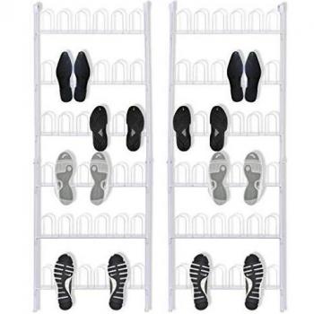 vidaXL Zapatero 18 pares de 2 piezas Acero Blanco