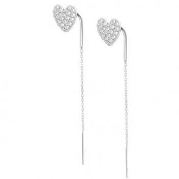 Pendientes Corazón Lotus Silver Pure Essential LP3744-4/1 Plata con circonitas engastadas, acabado brillo, para mujer