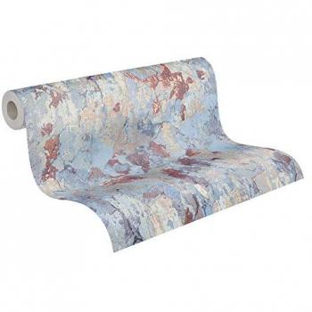 Papel Pintado Vinílico Efecto Cemento Azul Vintage Metropolitan Stories de Antonio Barcelona, 5.33 m²