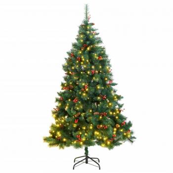 vidaXL 210 cm Artificial Hinged Christmas Tree with 300 LEDs