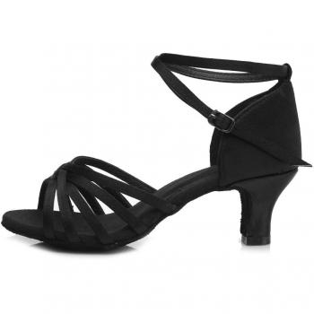 HROYL Zapatos de Baile/Zapatos Latinos de el Negro satén Mujeres ES5-F13 EU 39