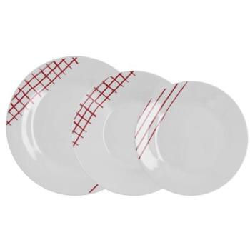 Vajilla de Porcelana Kansas Quid 18 Piezas para 6 Personas - Apta Microondas y Lavavajillas - Rojo, Azul o Verde