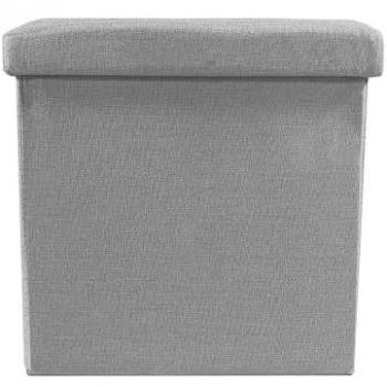 Puff Ottoman Cuadrado Plegable de Almacenaje 38x38x38cm | Gran Capacidad | Estilo Otomano | Poliester Resistente (Gris)