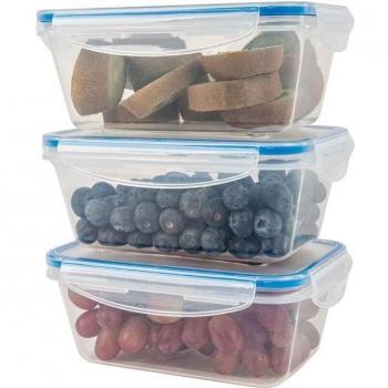 Juego de 3 Recipientes Plásticos Herméticos para Alimentos Classbach C-FHD 4006 K, Aptos para Lavavajillas, Microondas y Congelador