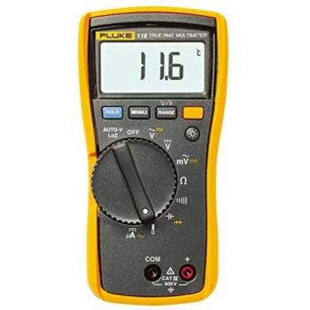 Fluke Multímetro Digital 116, 600V AC/DC, 600μA AC/DC, TRMS, 6000 cuentas, pantalla LCD, categoría de seguridad CAT III
