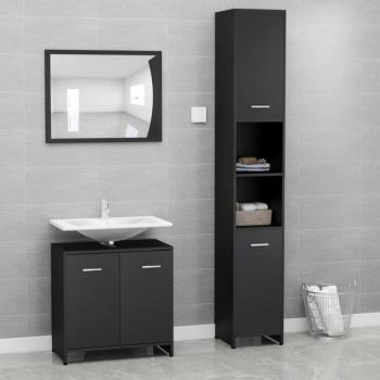 Conjunto de muebles de baño 3 piezas en aglomerado negro