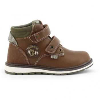 Botines Shone para niños 6565-015 marrón y verde, otoño/invierno, suela de caucho, con velcro