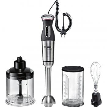 Bosch MSM88160 MaxoMixx Batidora de Mano, 800W, 12 Velocidades + Turbo, con Accesorios Picador XL y Varilla, Cuerpo y Pie de Acero Inoxidable, Vaso para Mezclas, Color Negro Antracita