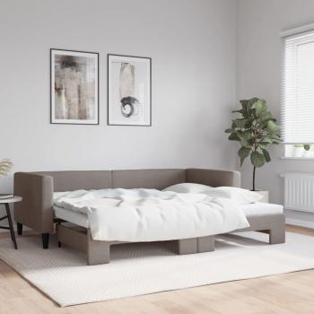 Sofá cama nido Tortoria 90x200 cm en tela gris taupe con cama extraíble