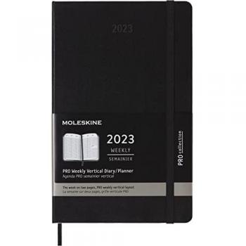 Agenda Moleskine Profesional Grande 2023 | Semanal Vertical | Tapa Dura Negra