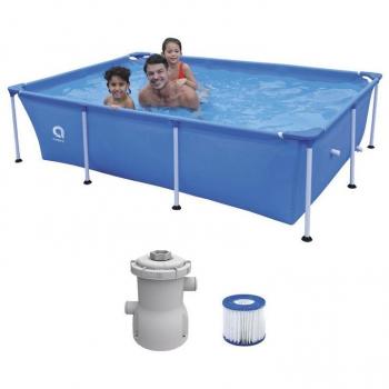 Piscina desmontable AVENLI Rectangular 258cm x 179cm x 66cm con depuradora de cartucho 1136 L/h, capacidad de agua (90%): 2612L, instalación fácil y rápida sin