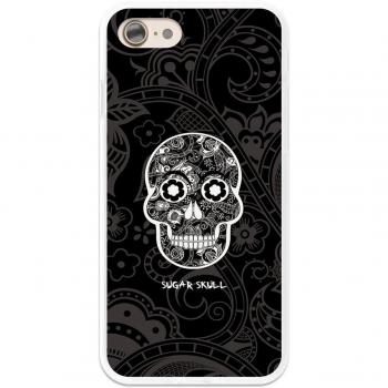 Funda Gel para iPhone 7 - 8, Carcasa TPU Flexible fabricada con la mejor Silicona, protege y se adapta a la perfección a tu Smartphone y con nuestro exclusivo diseño German Tech® - Calavera de Azúcar Negra.