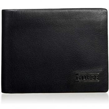 Guess New Boston Black Leather Men's Billfold Wallet with Coin Pocket