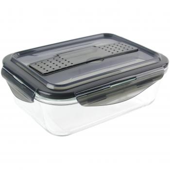 Take Away ka1816 Lunch Box con Cubiertos PP + Vidrio Noir-Transparent 20, 50 x 15, 50 x 7, 50 cm