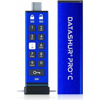 iStorage datAshur PRO+C 32GB | Secure USB Type-C Memory Stick | FIPS 140-3 Level 3 pending | PIN protected | Type C-A adapter included