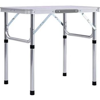 Mesa de camping plegable en aluminio blanco 60x45cm