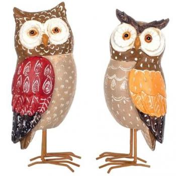 Figura Búhos 2 Unidades MARRÓN de Resina 22*10*11cm Signes Grimalt By SIGRIS